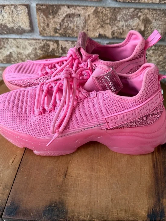 Steve Madden NY90 Sneakers Women’s Size 9.5 Pink Rhinestones Pre-Loved Good! - Picture 5 of 10